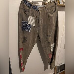 POL  Cargo Pants with Patchwork - Brown and Red